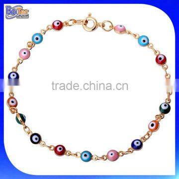 Custom Rose Gold Plated Copper Evil Eye Bracelet Brass Color Enamel Bead Evil Eye Bracelet Wholesale