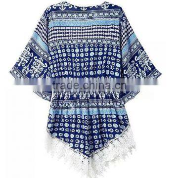 2016 Fashionable Design Free Size Beach Wear Lace Trim Kaftan Dress photo-2