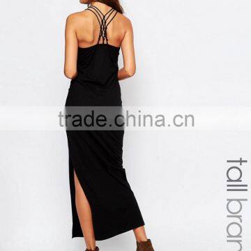 China Supplier Summer Cross Back Women Maxi Dress With Side Split photo-2
