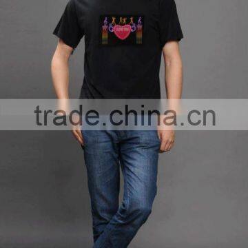 Sound Activated Light Up Flashing Rock Disco Equalizer EL LED T Shirt