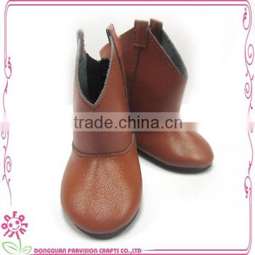 brown PU leather doll footwear for 18 inch doll