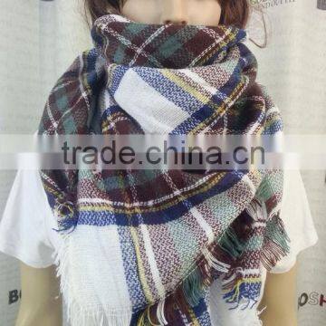 2015 Most Popular Colorful Checked Winter Knit Tartan Blanket Scarf