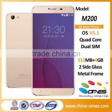 M200 OEM Android 5.1 3G Quad Core Low End Cheap gold mobile phone