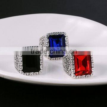 yiwu Factory Direct Wholesale Precious Stones Simple Style Diamond antique silver Ring for boss ring