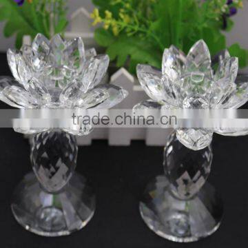 Factory Firectly Sale European Style K9 Crystal Material 2016New Design Can be Customized Size Crystal Lotus and Candle Holder photo-2