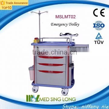 Cheap medical emergency trolley with drawers for hospital (MSLMT02-N)