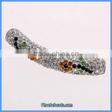 Wholesale Hot Sale Flower Curved Rhinestone Tubes Beads For Making Jewelry CTB-067A