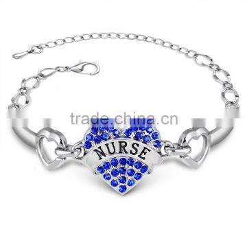 New NURSE Letter Jewelry Mom Sister Daughter Bracelet NURSE Heart Shape Beads Crystal Rhinestone For Women Gifts photo-3