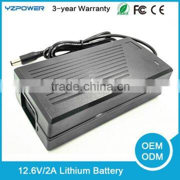 12.6V 2A Lithium Battery Charger For Electric Bike Scooter Kids Car Recharger Portable Battery With CE ROHS