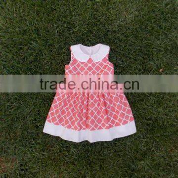 (CD941#PINK)2-6Y children apparel summer girl dress cotton woven checks dresses for baby girl