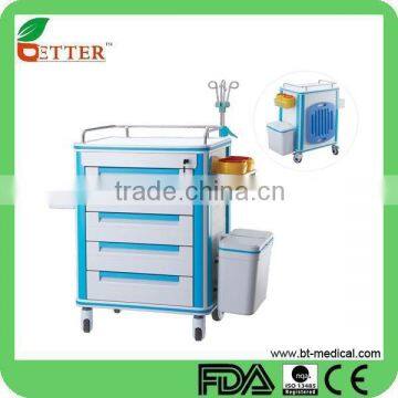 ABS Ambulance cart ,Medical Crash Cart,treatment trolley with IVpole