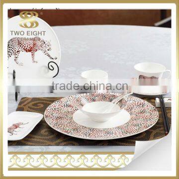 Leopard Ceramic dinnerware saudi arabia market italian porcelain dinner set