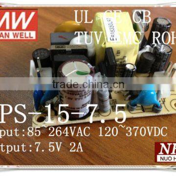 Meanwell 15W 7.5V Single Output switching power supply 15w/ac-dc switching power supply