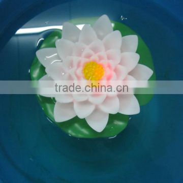 Flower carved led floating candle with timer for pool, patio, garden decor