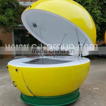 High quality fibreglass made kiosk/Orange shape kiosk design /Moveable fibreglass kiosk