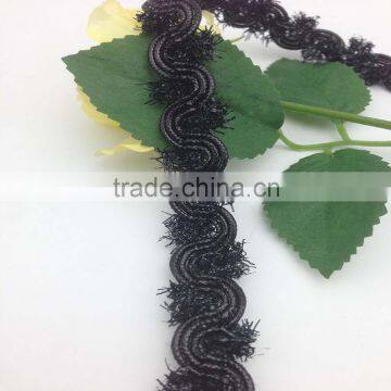 special custom three layers wave black glitter braid trims