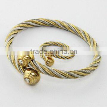 two tone wire cuff magnetic bracelet with crystal
