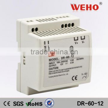 Small volume 60w single output DIN Rail power 12v 5a ac smps