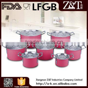 ALUMINUM DURABLE COLORED COOKWARE SET WITH DOUBLE CHROMED HANDLE