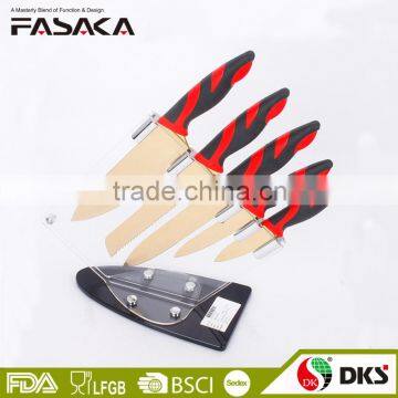 KP1301TG Titanium Coating Stainless steel 6pcs Aryklic Block new arrival kitchen knife