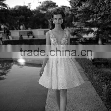 (MY16061) MARRY YOU Sexy Short Wedding Dresses Open Front Lace Dresses To Wear To a Wedding photo-2