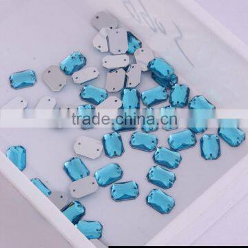 Factory Sale 10x14 mm Rectangle Sew On Acrylic Stones With Double Holes Plastic Beads With Holes