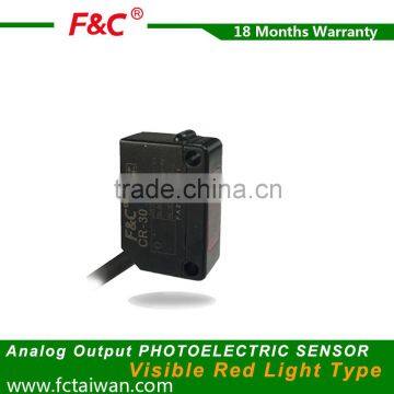 F&C red visible light analog output diffuse photo sensor