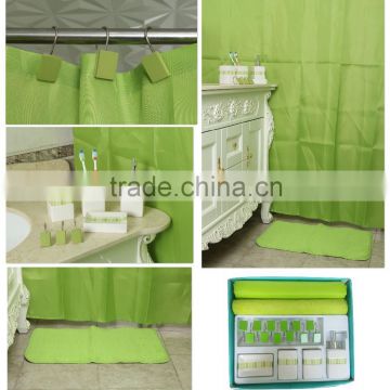 Green pattern design bathroom accessories set