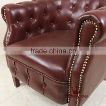 Red Color Leather Single Sofa Chair With Low Back Rest YZA501 photo-3