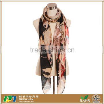 2016 New Women Beach Vintage Tie Dyed Printing Silk Twill Viscose Scarf