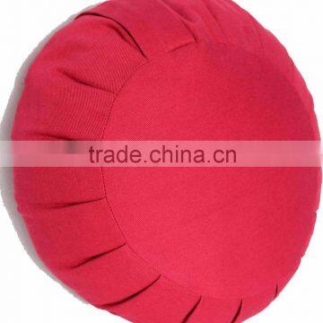 mditation cushion, Red pleated plain & embroidered meditation cushion zafu