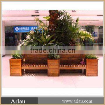 Arlau public wooden flower pot with setting bench