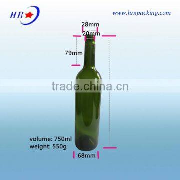 Supplier sales clear glass 750ml glass bottle for red wine