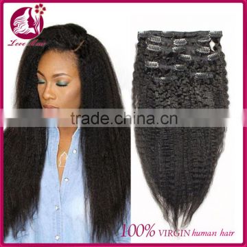 7A Clip In Human Hair Extensions Brazilian Virgin Italian Yaki Kinky Straight Clip In Hair Extensions Love Hair Products