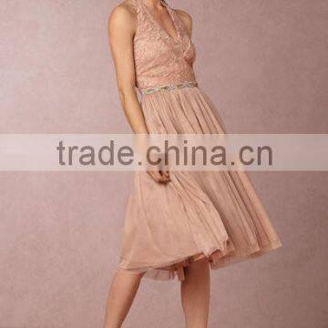 Elegant Halter Lace Tulle Bridesmaid Dresses Maid of honor Dresses