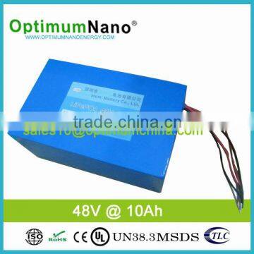 Maintenance free 48v 10ah li-ion battery for motorcycle