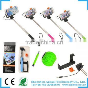 Handheld Self-Protrait Stick Selfie Stick Cable Take Pole Wired Monopod for Samsung galaxy S5 Charge free !!!