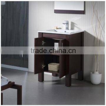 Dark Cherry Solid Wood Bathroom Furniture With Mirror photo-3