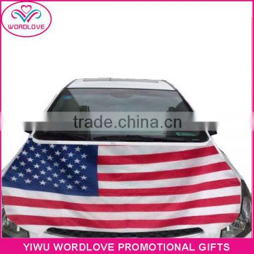 custom elastic printed polyester&spandex American flag car hood cover,promotion USA car bonnet flag for national day