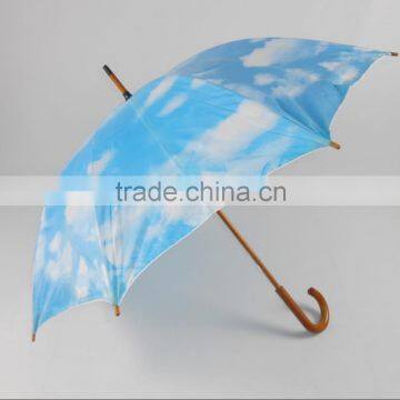 Sky Blue and White Cloud Umbrella Wooden Umbrella Blue Sky photo-3