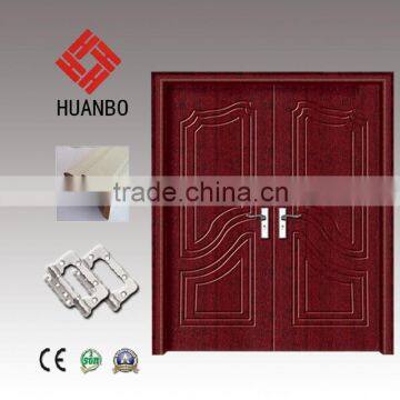 Fancy design pvc coated mdf door laminated double entry doors