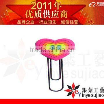 2012 heart shaped PVC paper clips / PVC bookmarks / PVC clips/ book clip