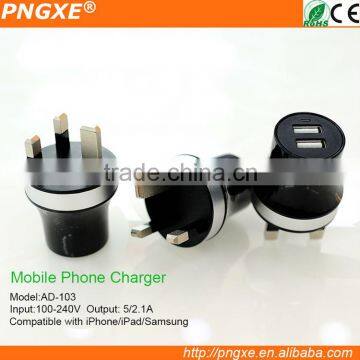 PNGXE 5V/2.1A high-quality certificated wall charger travel charger dual USB wall charger AD-103