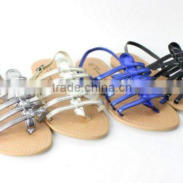 hot selling wholesales fashion flat summer sandals with charming trim