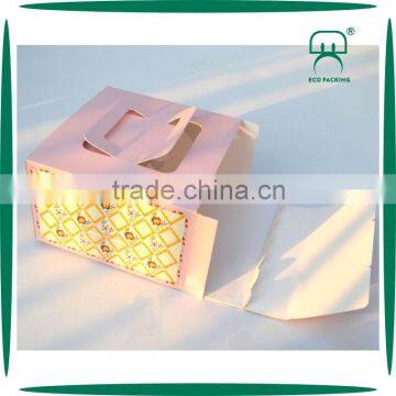 custom design square cheese cake paper box with handle