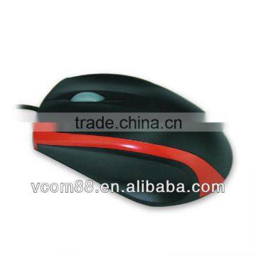 Classic black color with red wire mouse gift mouse/ black optical mouse