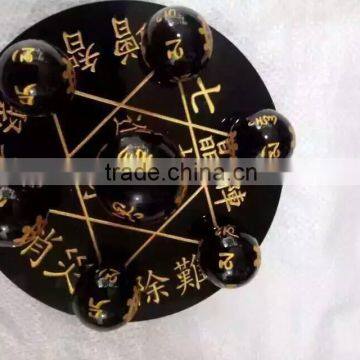 Hot sale!!! China FengShui seven star black crystal ball black obsidian crystal ball for decoration