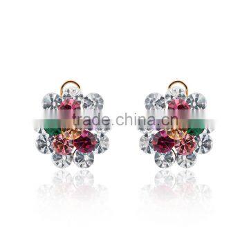 2016 Flower Shape Multicolor Cubic Zircon Stud Earring 18k Yellow Gold Plated Women's Earring photo-3