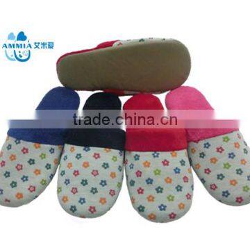 OEM Ladies Indoor Printing Fabric Slipper 2015 Customized Terry Winter High Quality Warm TPR Slippers