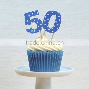 Cupcake Toppers Cake Picks 12 Blue Spotty Number Cupcake Toppers